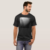T-shirt Noir et blanc Gros plan de base-ball (Devant entier)