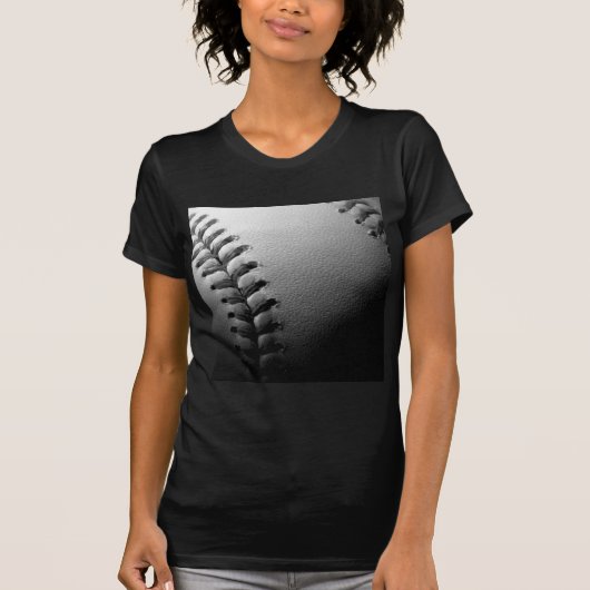 T-shirt Noir et blanc Gros plan de base-ball (Devant)