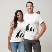 T-shirt noir et blanc mignon de pingouin de 3 (Unisexe)