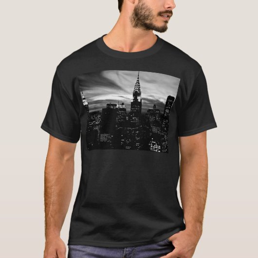T-shirt Noir et blanc New York City Midtown (Devant)