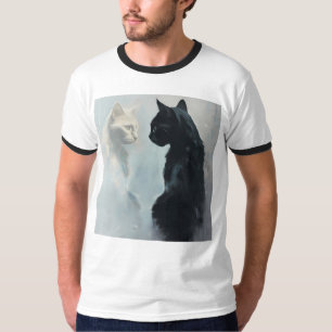 T-shirt noir et blanc pour chats Stare Ringer