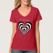 T-shirt noir et blanc pulsating zèbre coeurs amour T-Shir (Devant)