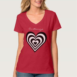 T-shirt noir et blanc pulsating zèbre coeurs amour T-Shir