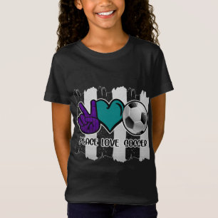 T-Shirt Noir et blanc Striped Peace Love Soccer