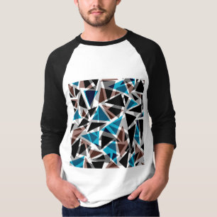 T-shirt Noir et Bleu, Polygone, Abstrait, Géométrique