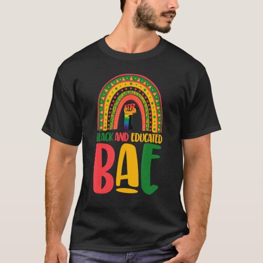 T-shirt Noir Et Éduqué Bae Rainbow Femmes Africaines Noir (Devant)