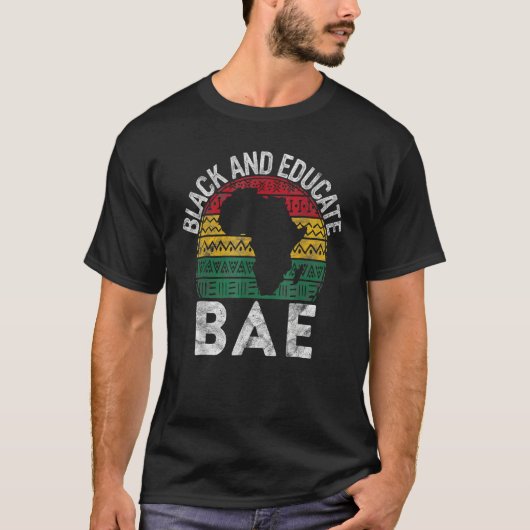 T-shirt Noir et instruit BAE cadeau Fierté Histoire Mois T (Devant)