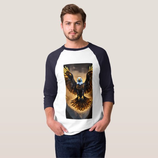 T-shirt noir et or de l'aigle Majestic (Devant entier)