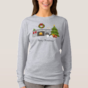 T-shirt Noir et Tacheté Brun Poil Court Teckel Noël