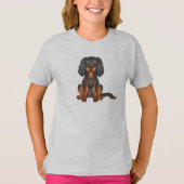 T-shirt Noir Et Tan Cavalier King Charles Spaniel Chien (Devant)