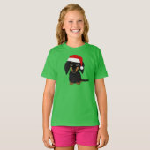 T-shirt Noir et Tan Dachshund Père Noël (Devant entier)