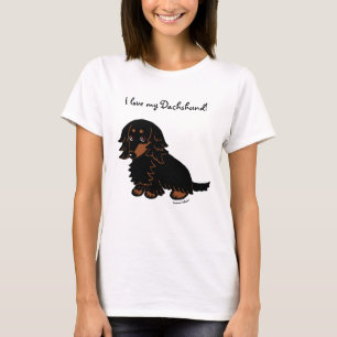 T-shirt Noir et Tan Long Haired Dachshund 3