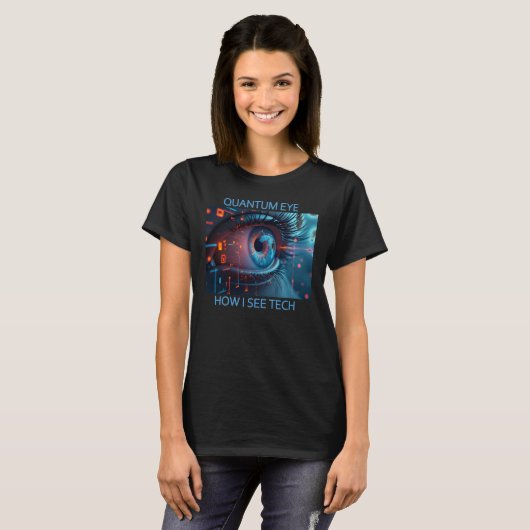 T-shirt noir femme Quantum Eye tech (Devant entier)
