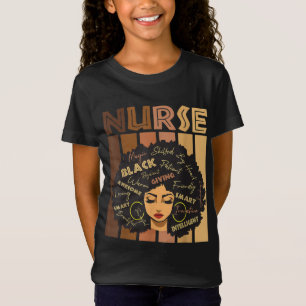 T-Shirt Noir forte infirmière Afro Love Melanin Afro Ameri