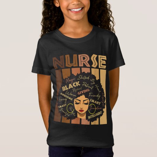 T-Shirt Noir forte infirmière Afro Love Melanin Afro Ameri (Devant)
