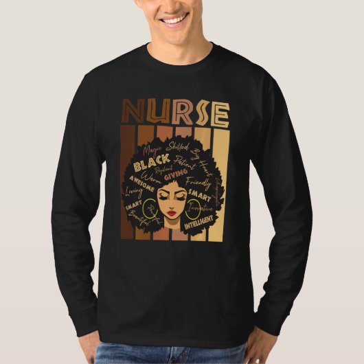 T-shirt Noir forte infirmière Afro Love Melanin Afro Ameri (Devant)
