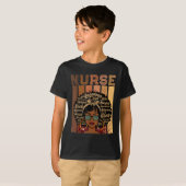 T-shirt Noir forte infirmière Afro Love Melanin Afro Ameri (Devant entier)
