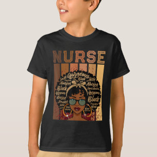 T-shirt Noir forte infirmière Afro Love Melanin Afro Ameri
