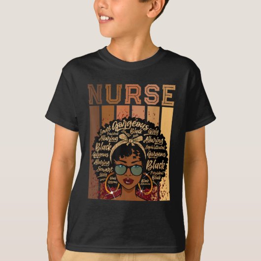 T-shirt Noir forte infirmière Afro Love Melanin Afro Ameri (Devant)