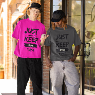 T-shirt Noir Gardez Jésus en premier
