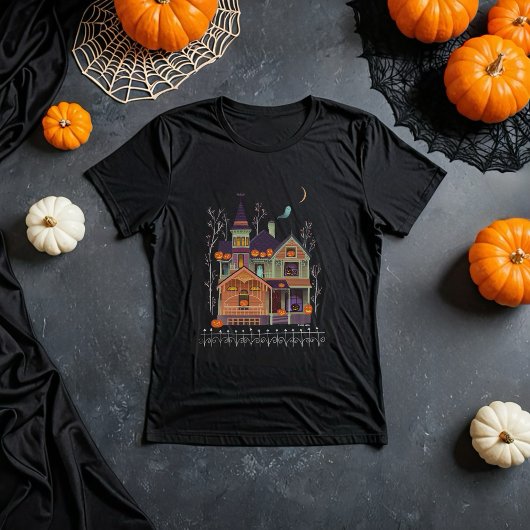 T-shirt noir Halloween Haunted House