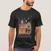 T-shirt noir Halloween Haunted House (Devant)