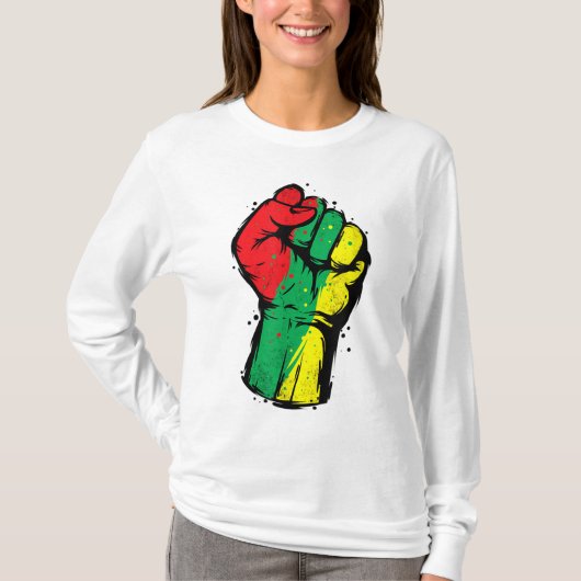 T-shirt Noir Histoire Mois Premier Black Power Femmes Homm (Devant)