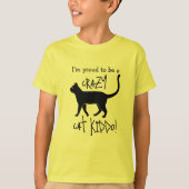 T-shirt Noir Jaune Personnalisé Crazy Cat Kiddo (Devant)