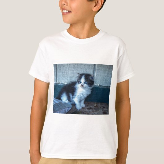 T-shirt Noir + Kitten blanc (Devant)