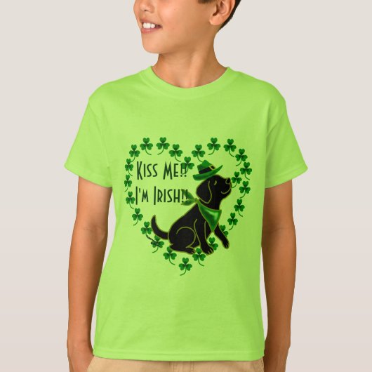 T-shirt Noir Labrador du jour de St Patrick (Devant)