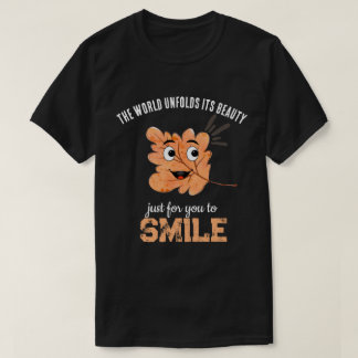 T-shirt Noir "Le Monde Déploie Sa Beauté" Feuille Souriant