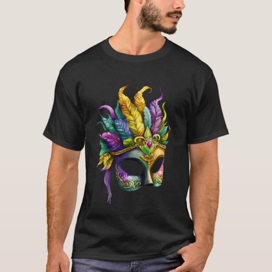 T-shirt noir Mardi Gras Masque (Devant)
