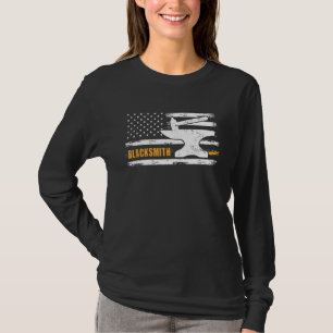 T-shirt Noir marteau Anvil Drapeau Couteau fabricant acier