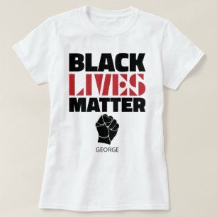 T-shirt Noir Matière de vie élevée Poing Nom Customisé