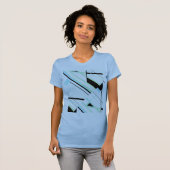 T-shirt Noir Mint Aqua Diagonal Lines Design abstrait (Devant entier)