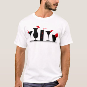 T-shirt Noir Moderne Rouge Cocktail Mixte Boisson Tropical