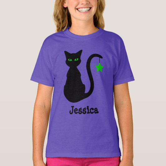 T-shirt noir Nom du chat (enfant) (Devant)