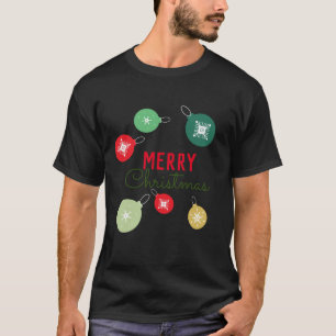 T-Shirt Noir Ornement Flocons de Neige Joyeux Noël
