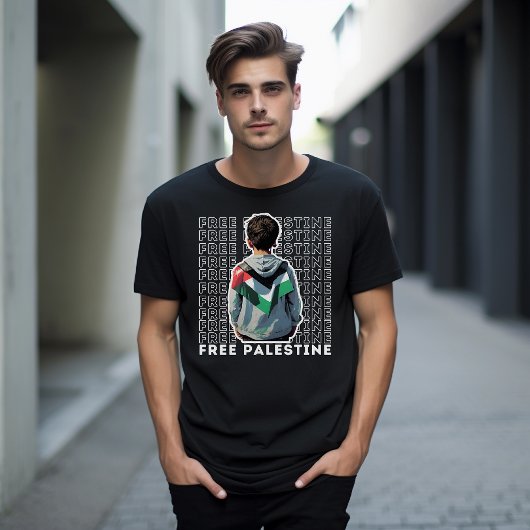 T-shirt noir PALESTINE GRATUIT pour homme