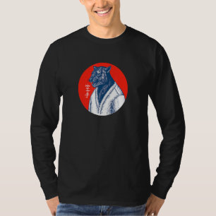 T-shirt Noir Panther Karate - Japonais Art esthétique grap