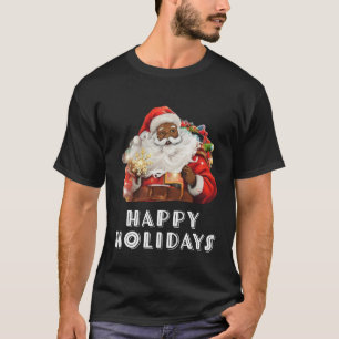T-shirt Noir Père Noël Joyeux Fêtes