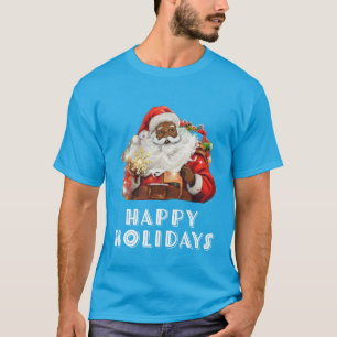 T-shirt Noir Père Noël Joyeux Fêtes