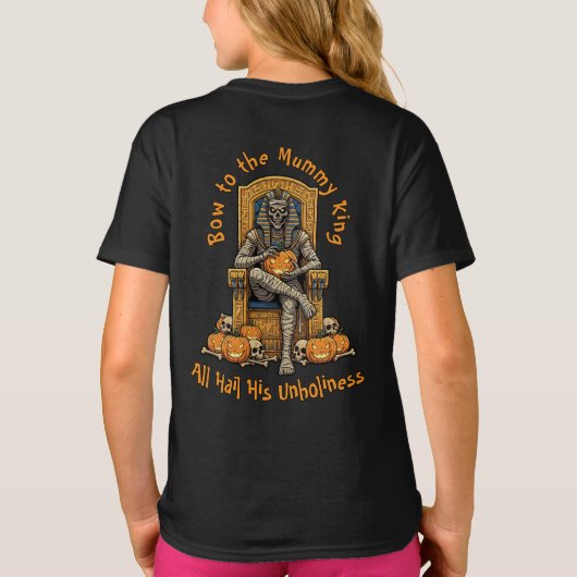 T-shirt 🖤 Noir Pharaon Mummy Halloween Tee 👻 🎃 (Dos)