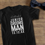 T-shirt noir pour enfant junior<br><div class="desc">Offrez à vos jeunes mariés des chemises de marionnettes assorties ! Ajoutez simplement leur nom et votre date de mariage et faites-les courtiser vos invités avec leur gentillesse. Tenue parfaite pour les répétitions mariages</div>