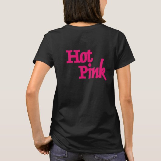 T-shirt noir pour femmes rose chaud dos (Dos)