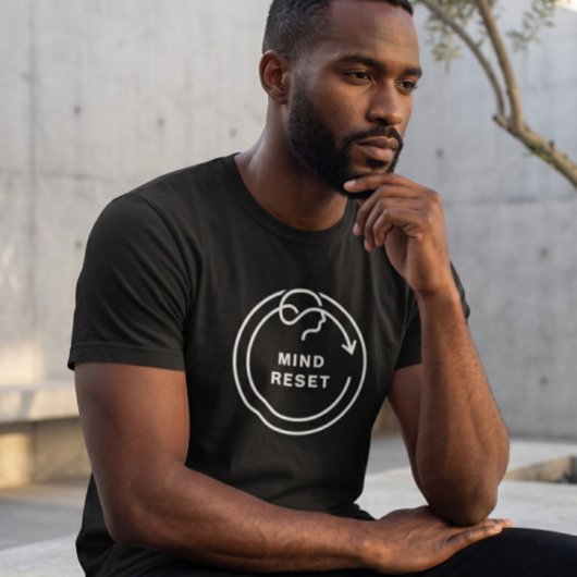 T-shirt noir « Réinitialisation de l'esprit » | Sa