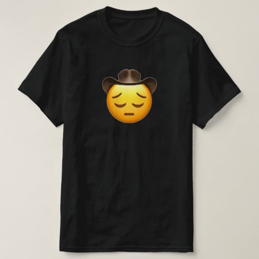 T-shirt noir Sad Cowboy Emoji (Design devant)
