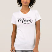 T-shirt Noir Script Rose Outline Heart Est Date Maman Bold (Devant)