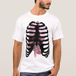 T-shirt Noir squelettique humain de cage thoracique avec