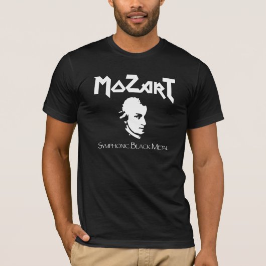 T-shirt noir symphonique en métal de Mozart (Devant)